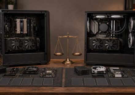 두 개의 조립 PC 견적을 부품 균형으로 비교하는 이미지