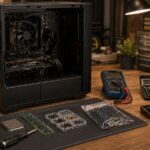 PC 수리 전 부품과 증상을 정리하는 작업대 이미지