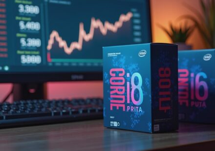 CPU 가격을 비교하는 책상 사진
