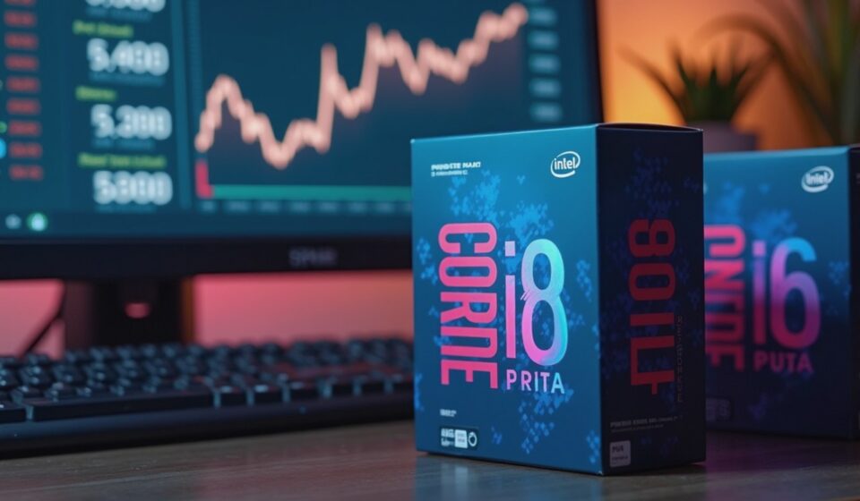 CPU 가격을 비교하는 책상 사진