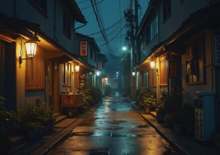 밤 늦은 동네 골목 사진