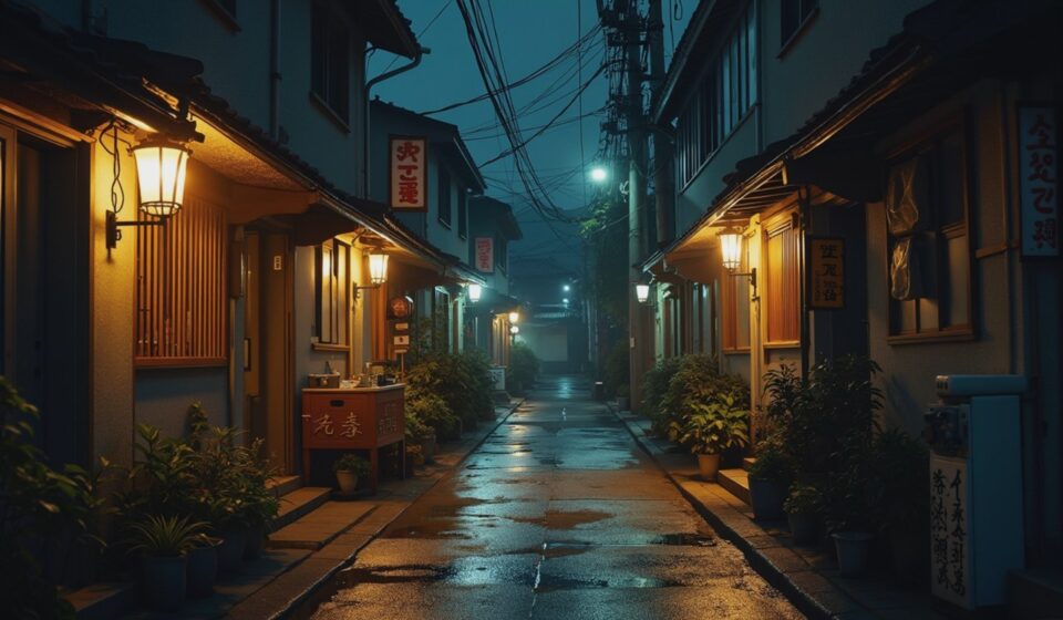 밤 늦은 동네 골목 사진