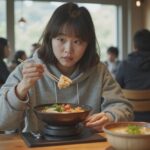 대학생이 다양한 음식을 처음 접하는 식당 장면