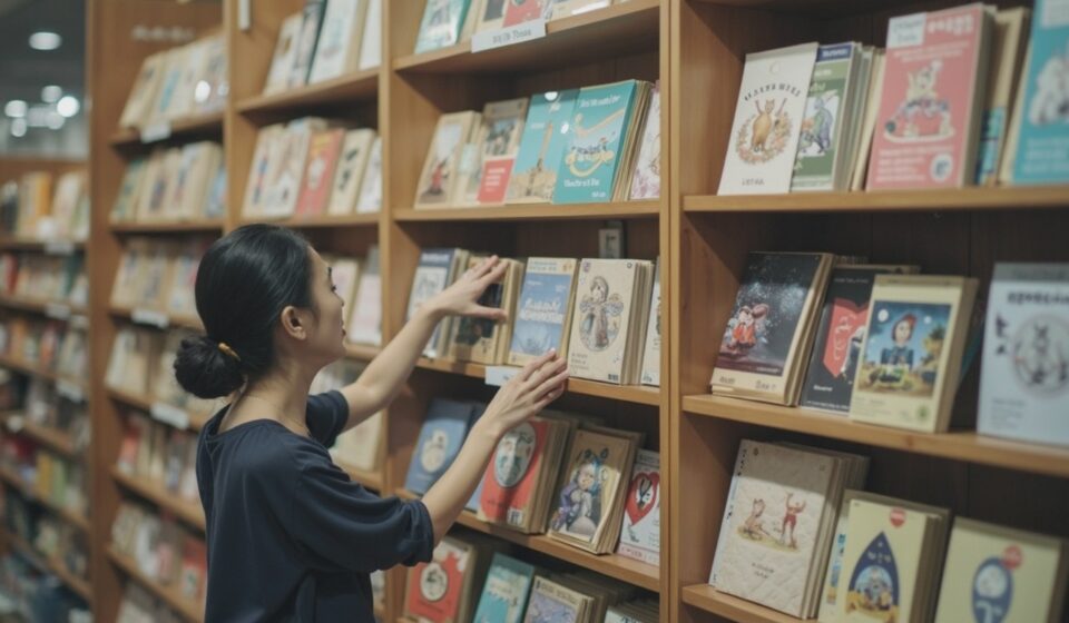문구점에서 선물을 찾는 장면