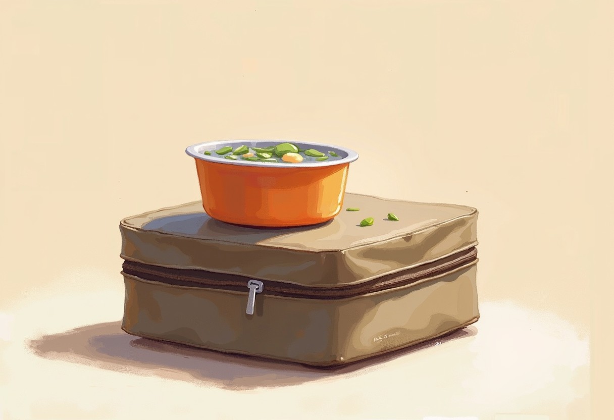 국물요리를 맨 위 단독 칸에 둔 배달 적재